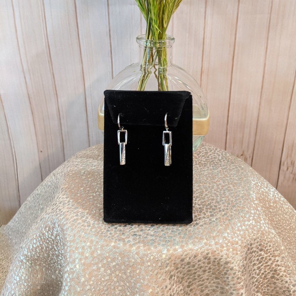 Silver CZ Dangle Earrings